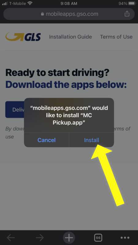 Click install button